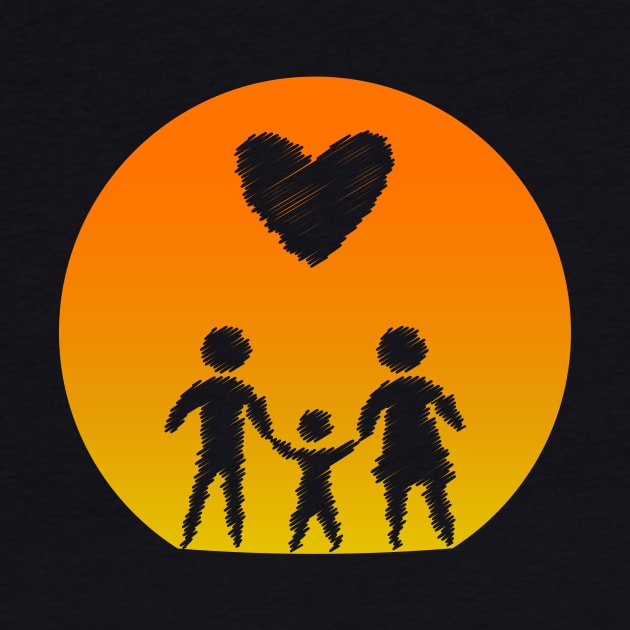 Family Sunset Love Mom Dad Child Heart Gift Idea by JeZeDe